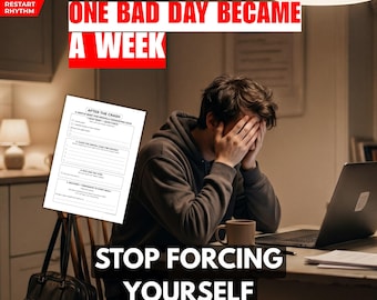 Too Tired to Recover Printable | ADHD Burnout Reset Tool for Work Exhaustion, Overwhelmed Brain & One Tiny Step Tonight