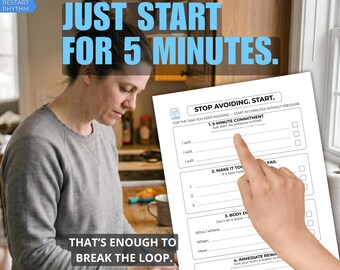 ADHD Just Start Tool | Start Small and Break the Loop in 5 Minutes | Stop Procrastination & Take Action | Printable Worksheet