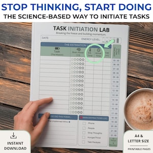 ADHD Procrastination Killer | Task Initiation Worksheet | Dopamine Hit Tracker | Get Started Daily Planner for Neurodivergent Adults