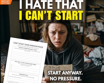 Can’t Start Anything ADHD Printable – Stop Procrastination, Break the Freeze & Finally Take Action (No Pressure, Simple Reset PDF)
