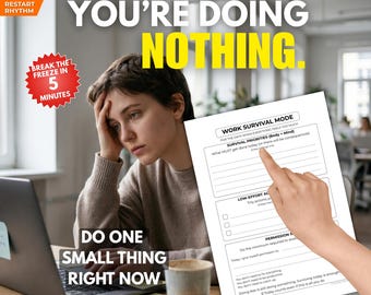 Can’t Start Work ADHD Sheet – Doing Nothing All Day, Break the Freeze Fast, One Task Reset, Anti-Procrastination Printable