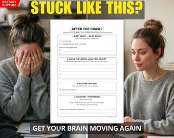 ADHD Freeze Response Reset Printable | Executive Dysfunction Recovery Sheet | Overwhelm Recovery PDF for Women