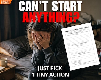 ADHD Can’t Start? Overwhelmed and Stuck? Use This Simple Reset Sheet to Break the Freeze, Take One Step & Start in Minutes (Printable PDF)