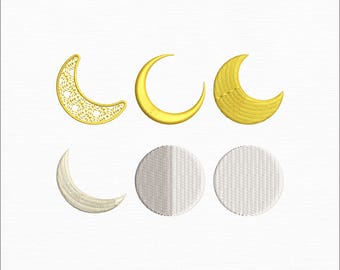 Mini Moon Embroidery Designs Bundle, Nursery Embroidery Design Set, Celestial Embroidery Designs, Instant Download