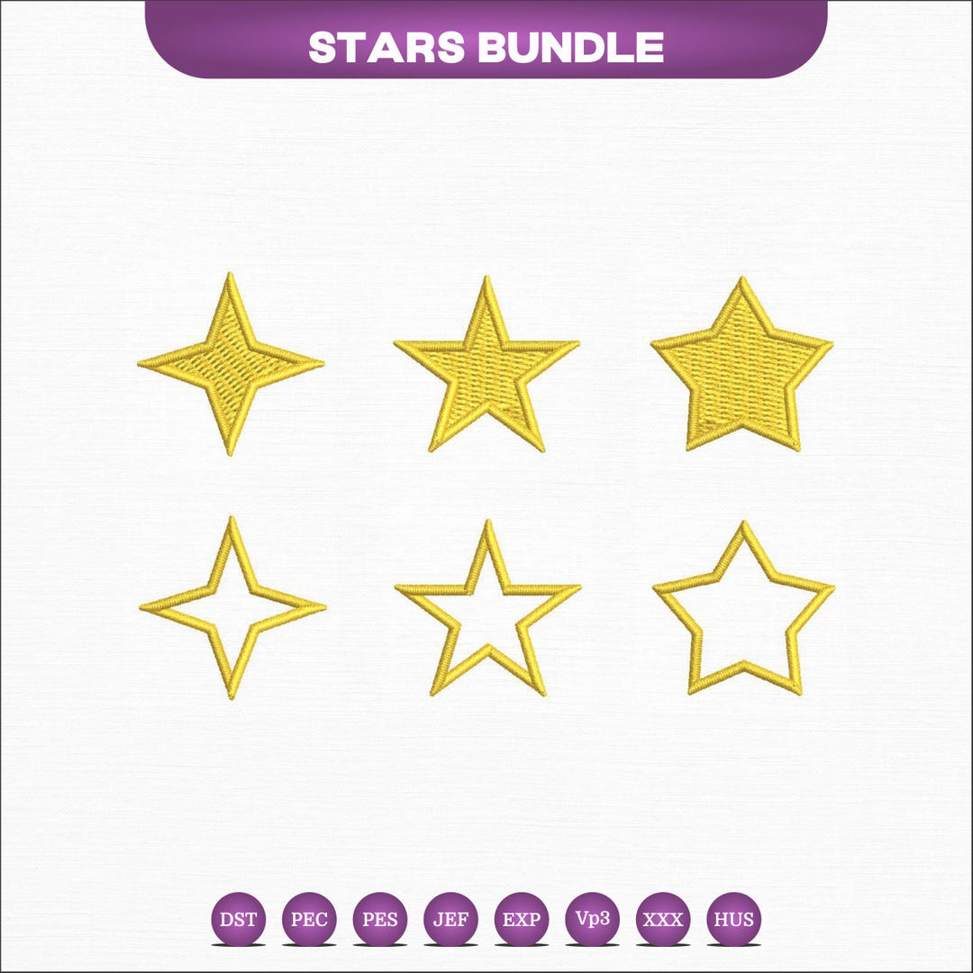 Storm Star Mini Pattern Mini Star Embroidery Design Bundle, Star Shapes, Tiny Star Embroidery ...