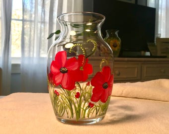 Free shipping on Poppies hand painted pretty vase personalizable gift birthday wedding anniversary retirement