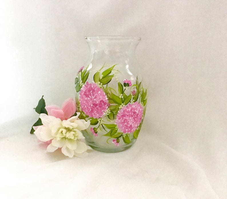 Free Shipping Hand Painted Pink Hydrangea Vase Personalizable - Etsy