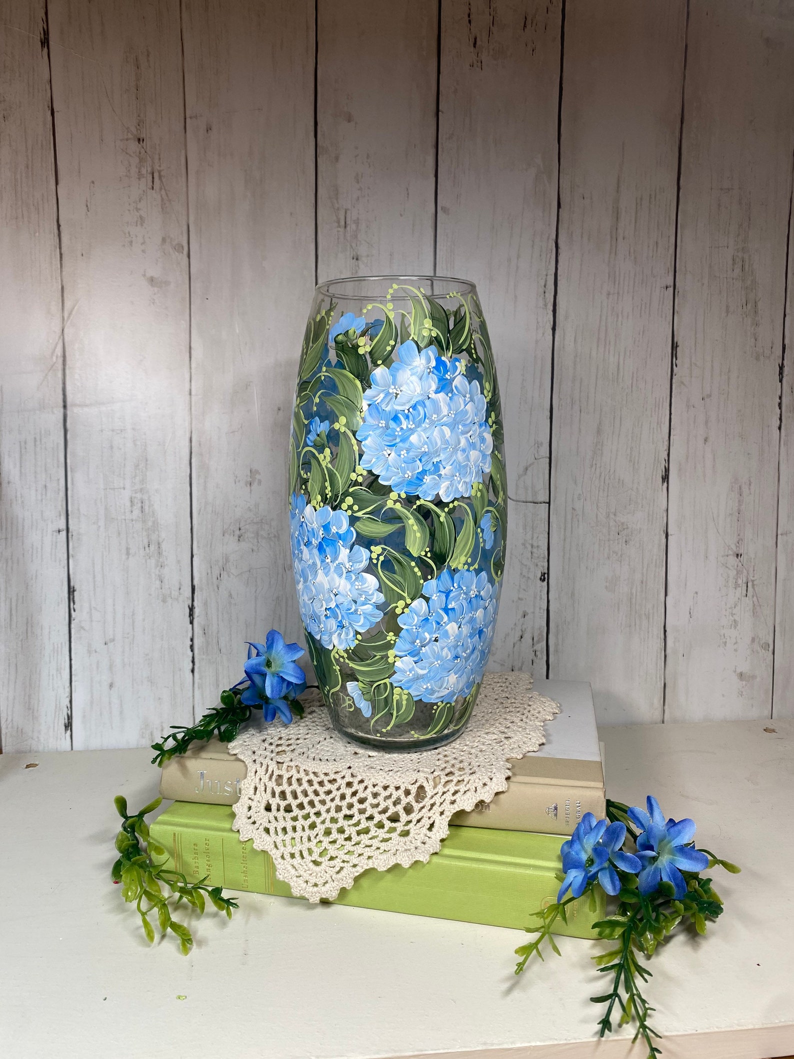 Free Shipping Hand Painted Blue Hydrangea Large Vase - Etsy