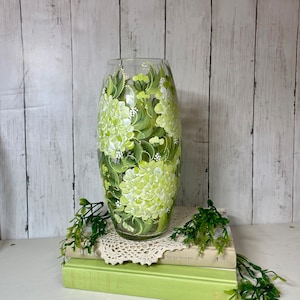 Hand painted   10 inch hydrangea vase personalizable for gorgeous gift wedding birthday anniversary retirement fast free shipping