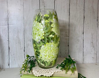 Free shipping Hand painted hydrangea large vase personalizable gift wedding birthday anniversary retirement
