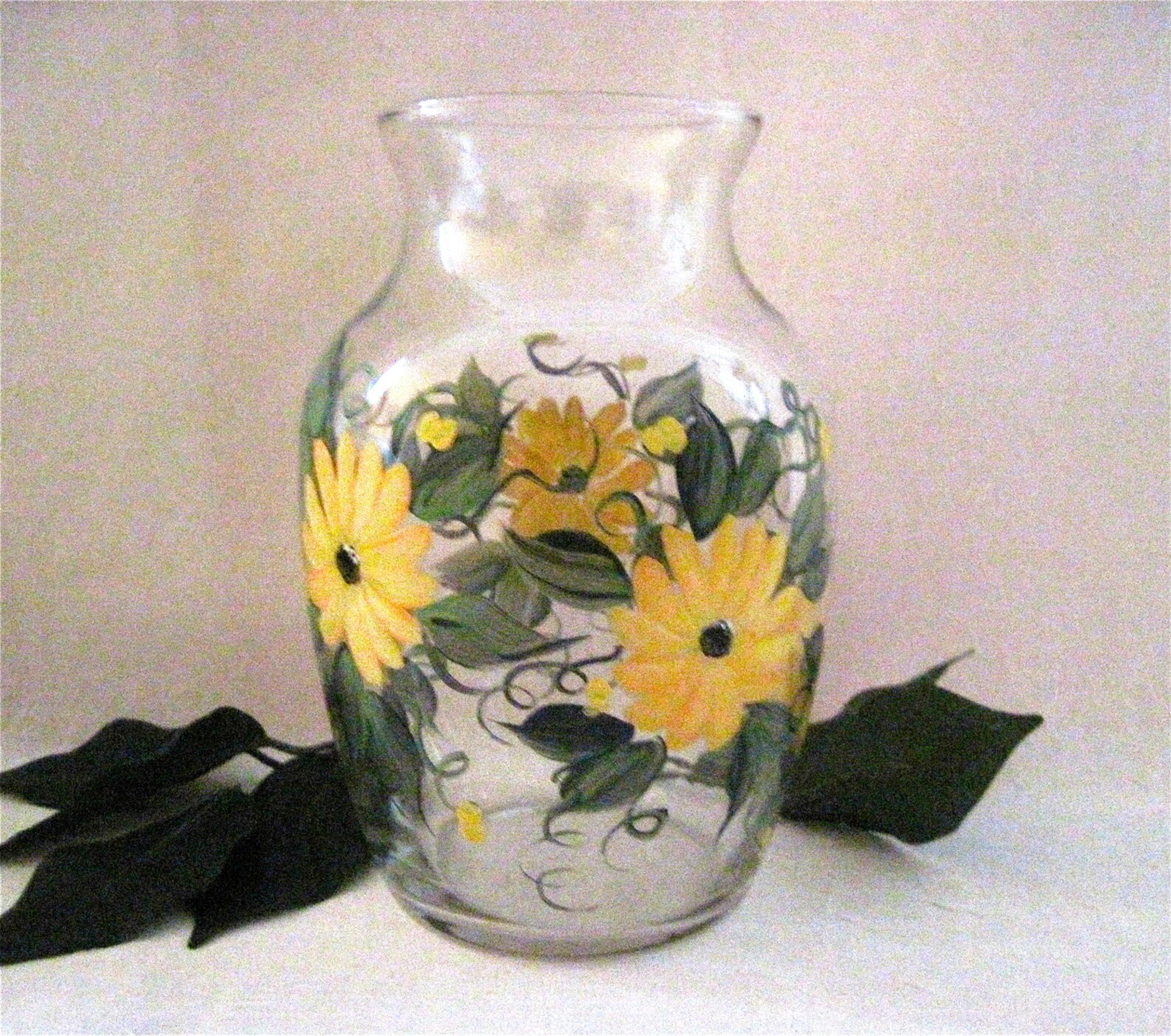 Black Eyed Susan hand painted vase Etsy