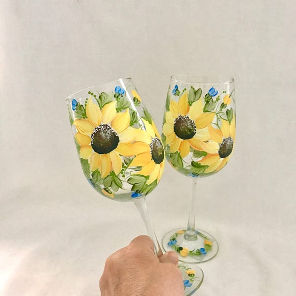 Painted Wine Glasses Etsy