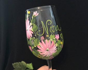 Free shipping Gerber daisy personalized wine glass for mom sister aunt friend cousin bridesmaid grandma sister in law niece etc