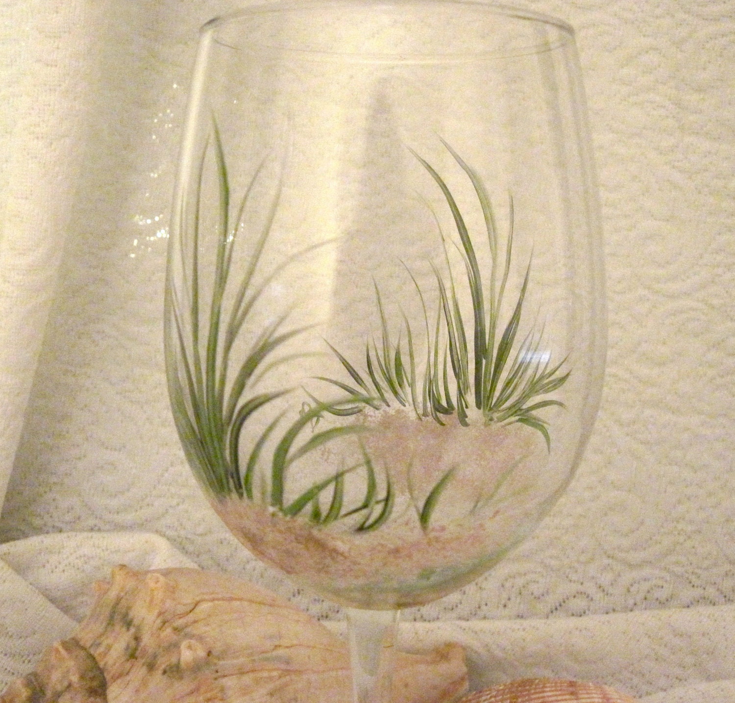 Beach Grass Wine Glasses Hand Painted Etsy