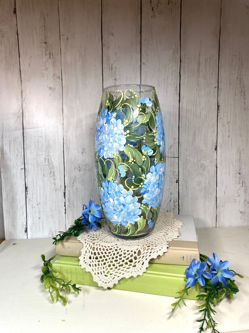 Free Shipping Hand Painted Blue Hydrangea Large Vase - Etsy