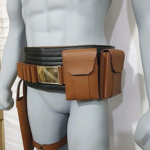 Echt leren Mandalorian boba fett-riemset | Star Wars-cosplayrekwisiet | Holsterzakjes kogelriem | Halloween-kostuumaccessoire