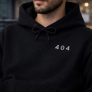 Hoodie 404 - minimalistisch sweatshirt met ontwikkelaarshumor, coderingshoodie, cadeau programmeur, unisex technische kleding