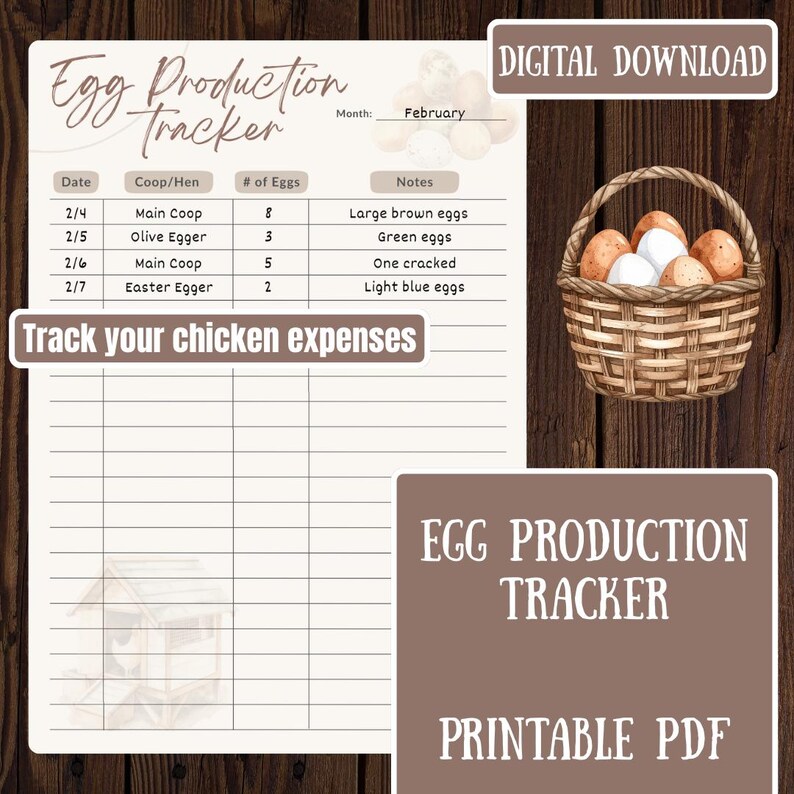 Egg Production Tracker Printable | Chicken Egg Log | Backyard Chicken ...