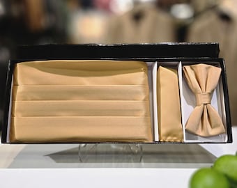 Conjunto de fajín novedoso para hombre con pajarita a juego (dorado)