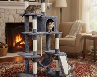 Cat Mansion with Cozy Hammock  for Napping & Playing