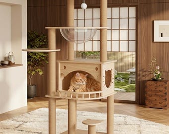 Cat Tower with Solid Wood for Indoor Cats