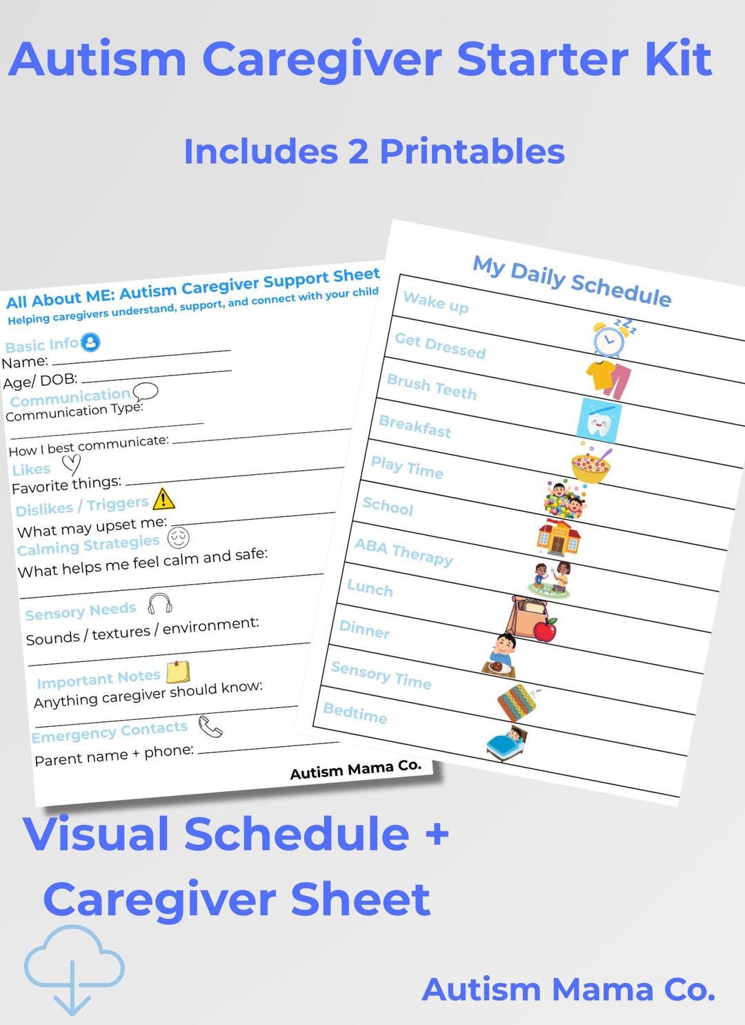 Autism Visual Schedule & Caregiver Sheet Bundle | Printable Routine ...