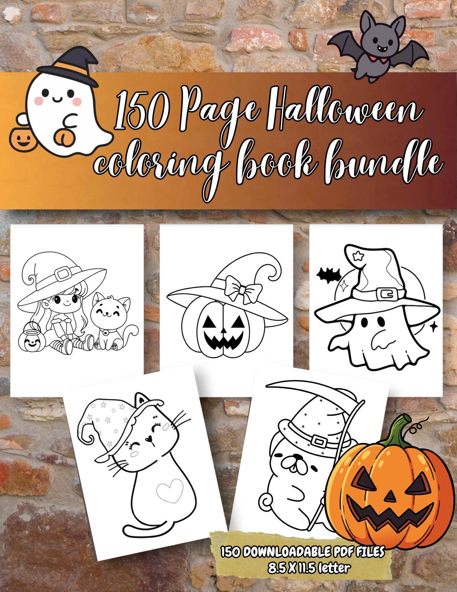 150 Halloween Coloring Pages Bundle | Kids Holiday Activity Book ...