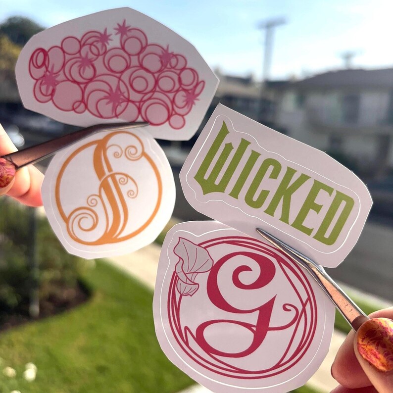 Wicket Sticker Design Wicked- Inspired Stickers! Shiz, Galinda Monogram and Title Text - Die ...