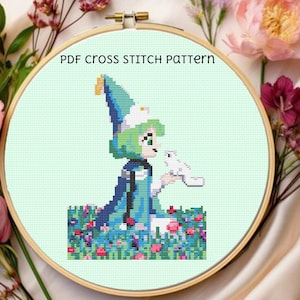Coco and Brushbuddy - Witch Hat Atelier-Inspired Cross Stitch Pattern - Digital PDF Download - WHA
