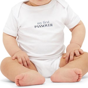 My First Passover Baby Onesie | Modern Minimalist Jewish Milestone | Soft Blue Pesach Keepsake Outfit