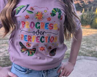 Book Lover Shirt, Teacher Tshirt, progress over peefection, Booktok Aesthetic, Reader Gift, Cozy Bookish Tee, Eric Carle, Hungry Caterpillar