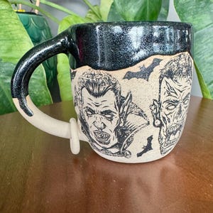 Handcrafted Black Sparkly Monster Coffee Mug