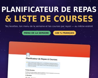 Meal Planner (French) | Weekly Menu, Recipes, Shopping List by Aisle | Meal Planner Template | Family Meal Planning