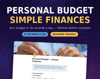 Simple Budget Concept Template | Expense Income Tracker for Beginners | 30 Seconds a Day | Automatic Balance | Minimalist Money Tracker
