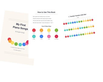 30 Lieder für Baby Einstein Klavier | Farbcodierte Noten | Druckbare PDF | Kindermusik | Geschenk für Kleinkinder