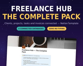 Freelance Notion Template | Clients Projects Invoices Tasks | Time Tracking Overdue Invoice Alerts | Complete Business Hub | CRM concept