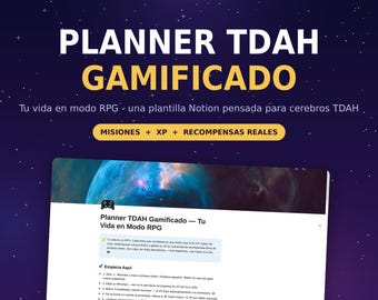 Plantilla Notion ADHD Gamificada | Life in RPG mode with XP and level missions | Dopamina Menu | Tienda de Rewards | Download Digital