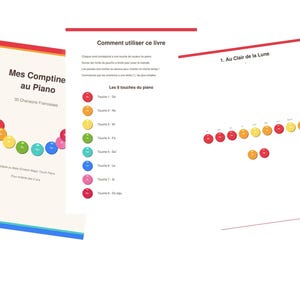 30 French Nursery Rhymes for Baby Einstein Piano | Color Sheet Music | Printable PDF | Children Ages 2 and Up