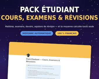 French Language Student Pack | Study Planner for Courses, Exams, and Revision | Automatic Average Countdown | Back-to-School Student Planner Template