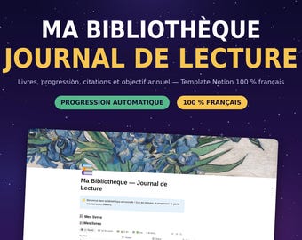 French Reading Log | Book Tracking, Progress, Quotes | Annual Reading Goal | Reading Tracker | Library Template