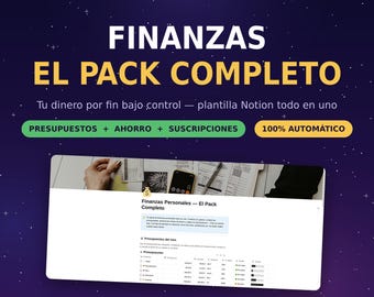 Plantilla Notion Finanzas | Pack Completo Presupuesto y Gastos | Metas de Ahorro y Suscriptions | Control de Dinero Automatico en Espanol