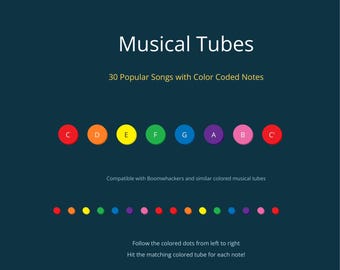 30 Songs for Musical Tubes Boomwhackers | Color Coded Sheet Music | Printable PDF Kids