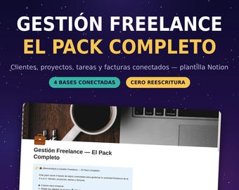 Plantilla Notion Freelance | Clientes Proyectos Facturas Tareas | Horas Control y Impago Alerts | Complete Autonomous Pack