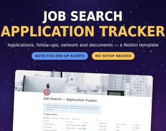 Job Search Concept Template | Job Application Tracker Follow Up Reminder | Interview Salary Networking Planner | Career Job Hunt Tracker