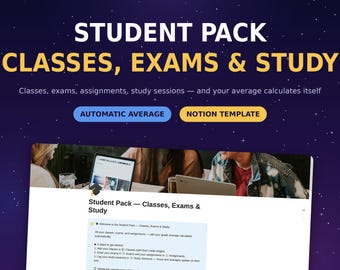 Student Planner Concept Template | Class Exam Assignment Tracker | GPA Grade Calculator Study Log | College School Organizer Digital