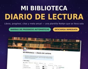 Plantilla Notion Lectura | Registro de Libros Diario Lector Barras Progreso | Reto Anual de Lectura | Citas y Biblioteca Digital