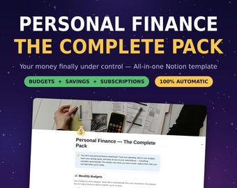 Budget Concept Template | Personal Finance Complete Pack | Expense Tracker Savings Goals Subscriptions | Automatic Monthly Budget Planner