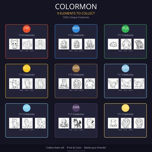 102 Colormon Elemento Eléctrico | Tarjetas para colorear de monstruos para niños | Estilo Pokémon | PDF descargable