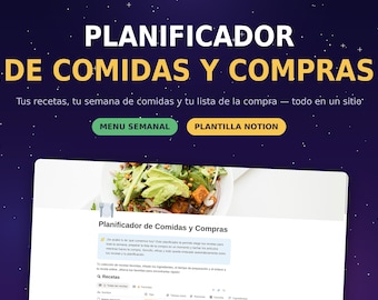 Plantilla Notion Comidas | Planificador Menu Semanal Recetas Lista de la Compra | Organizer Cocina Familiar | Download Digital