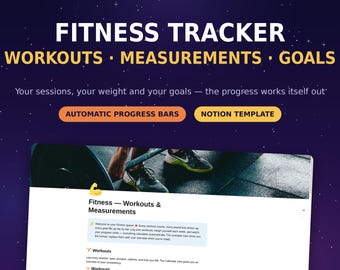 Fitness Tracker Concept Template | Workout Log Weight Progress Tracker | Gym Planner Goal Progress Bars | Health Journal Digital Download